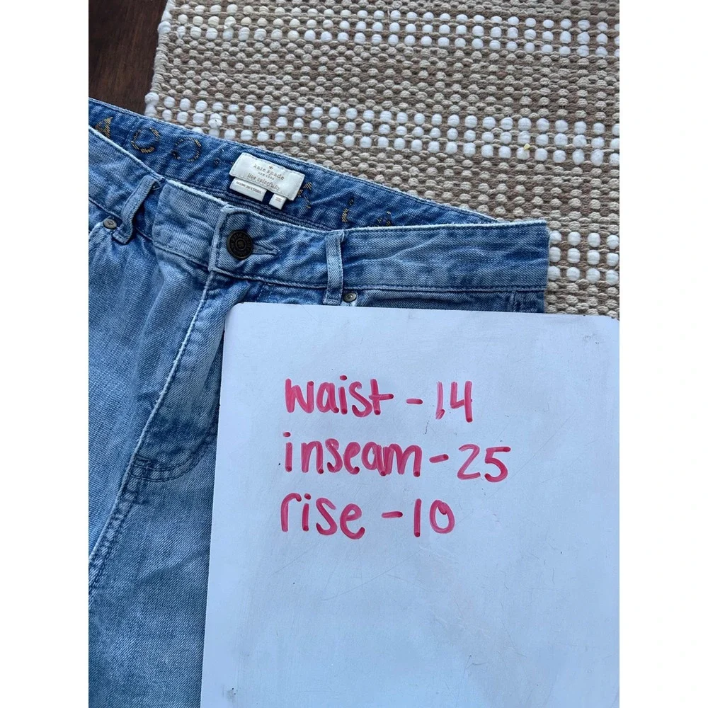 Kate Spade New York Light Wash Straight Leg Raw Hem Jeans Size 28 High Rise Blue
